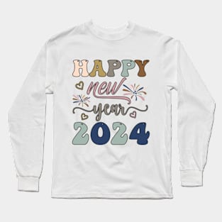 Happy New Year 2024 Groovy Long Sleeve T-Shirt